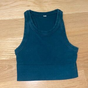 Alo Seamless Delight High Neck Bra, emerald green, cropped